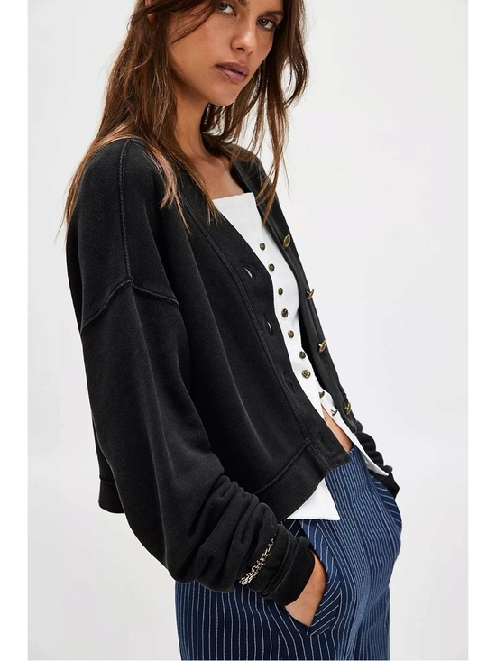 Free People Sweaters - Free People Grace Cardi in Black Large  NWT Cardigan Sweatshirt Sweater Preppy